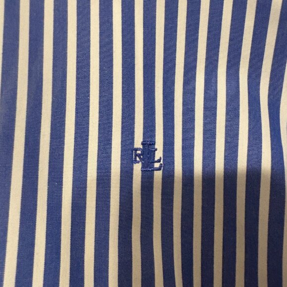 LRL Ralph Lauren Women's Plus Non-Iron Button-Front Shirt Top Blouse 2X Stripe - Picture 4 of 10